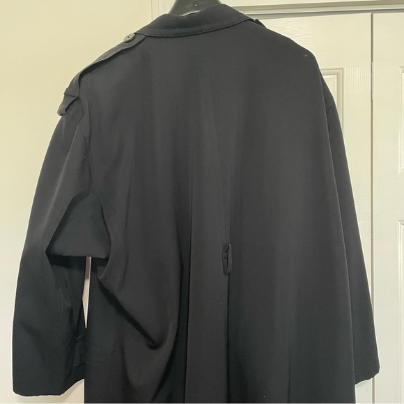 Linda Allard for Ellen Tracy Vintage Black Trench Coat 100% Wool Size Large - Picture 10 of 14